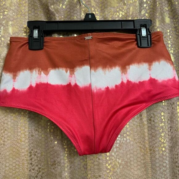 PINK Victorias Secret Active Pink Brown Tie Dye Swim Bottoms Small NWT - Picture 2 of 4
